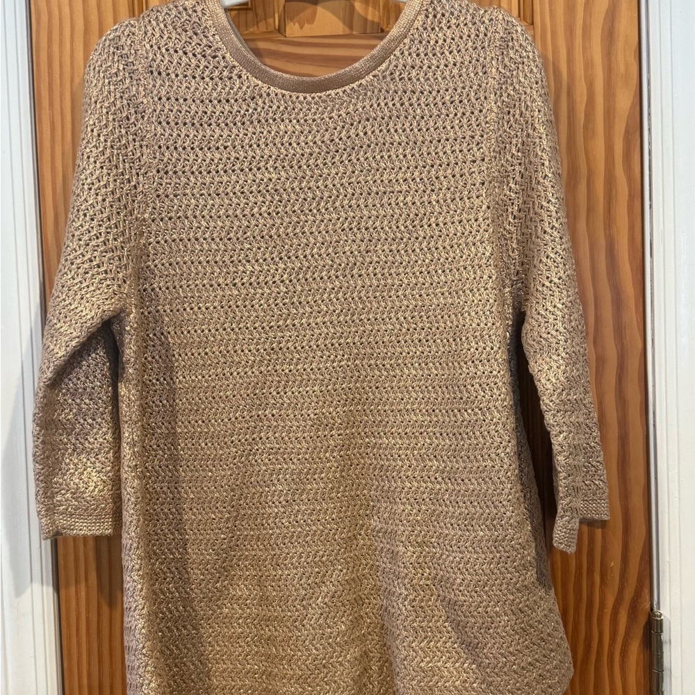 Chico's Textured Knit Sweater in Gold Chico’s Size 3 large - Picture 1 of 5